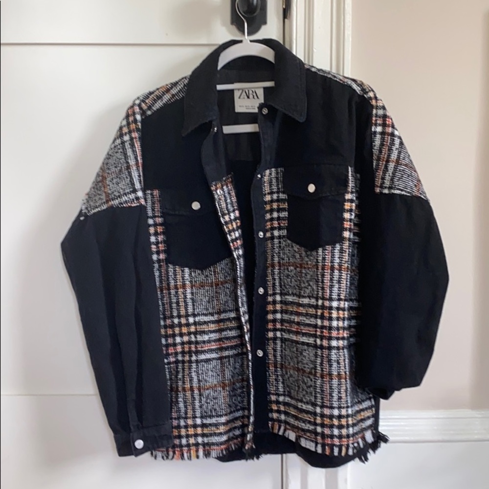 Zara Black/Plaid oversized jacket